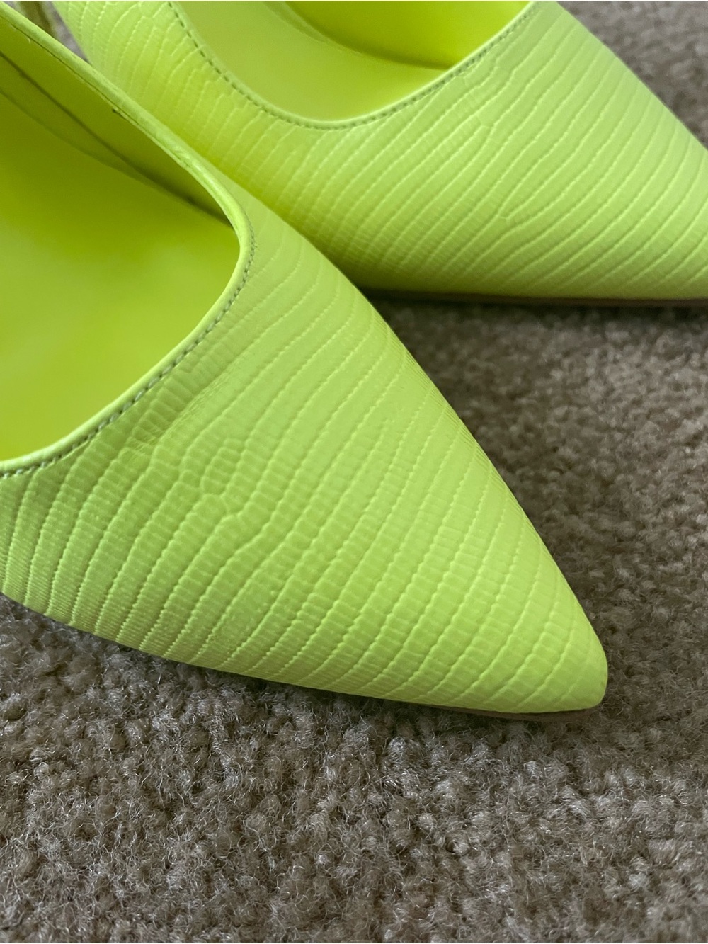 Jlo Jennifer Lopez Fedra Pointe Toe “Florella”  Stilleto Heels Sz 6M Neon Yellow - Picture 11 of 14
